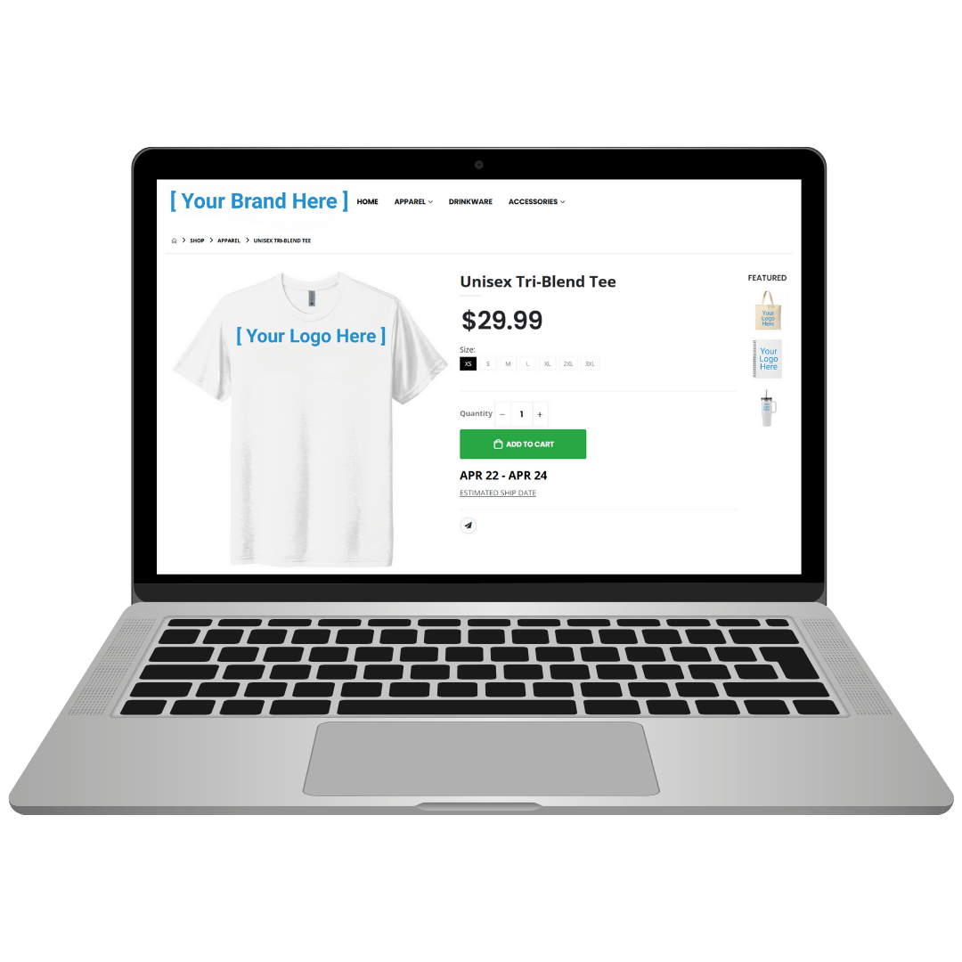 Launchpad e-commerce platform on a laptop